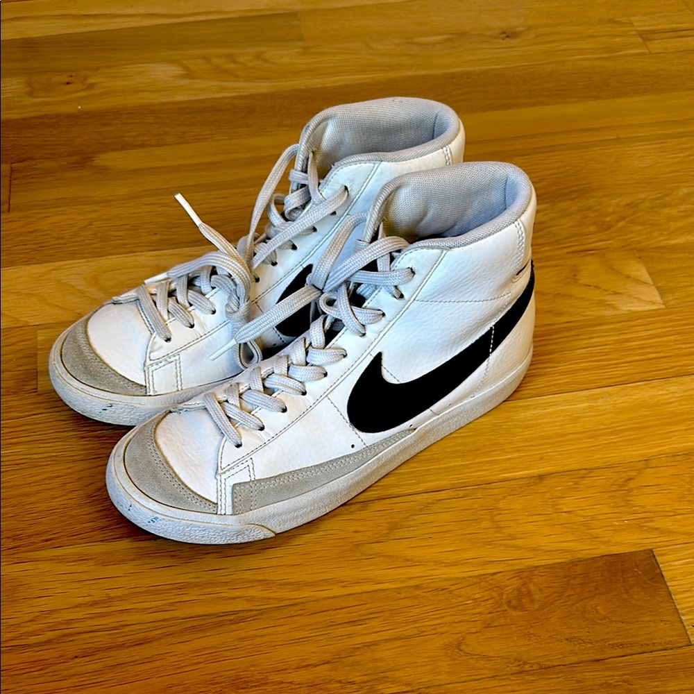 Nike White and Black High-Top Blazer Sneakers